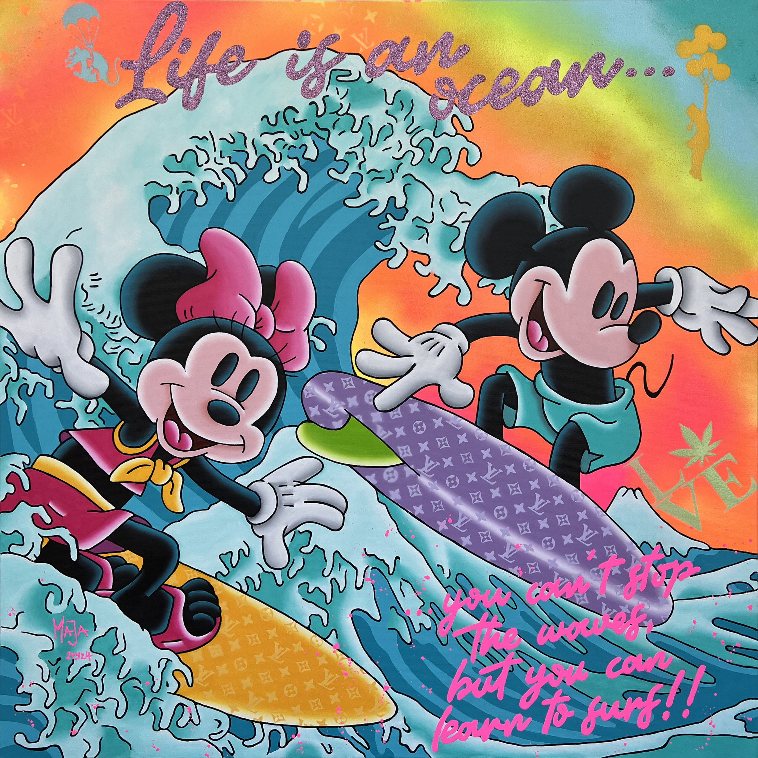 art, comic, kunst, austria, carinthia, mario maja stroitz, artmaja, popart, comic art, comicart, klagenfurt, kunstgalerie, pop-art, mickeymouse, minniemouse, interiordesign, interiores, surfingparadise, surfinglife, oceanlovers, hokusai, kanagawawave, lifeisbeautiful